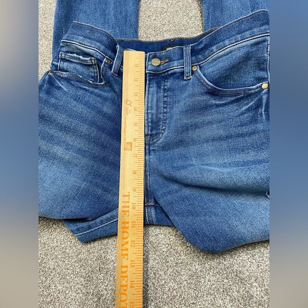 Distressed boho Indie Sleaze Express Skyscraper Mid Rise Bootcut Jeans womens 6R - Picture 8 of 11